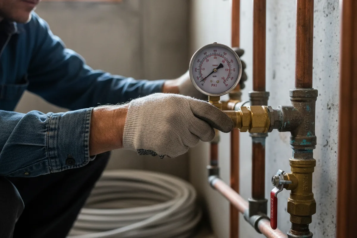 Pressure testing a repaired line during Water Line Repair in Craig